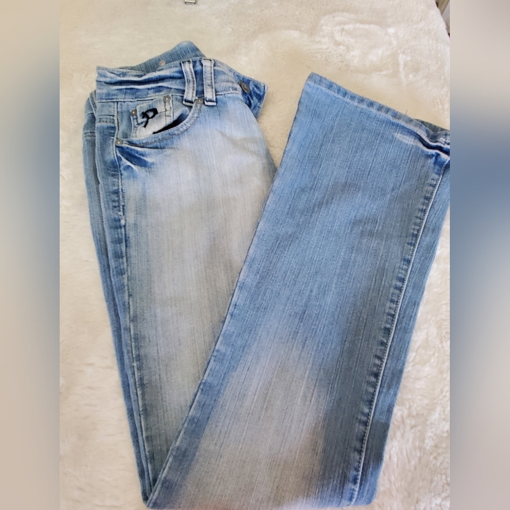 Puzzle jeans Y2K 00s , size 7/8, low rise, light blue color, lil stretch